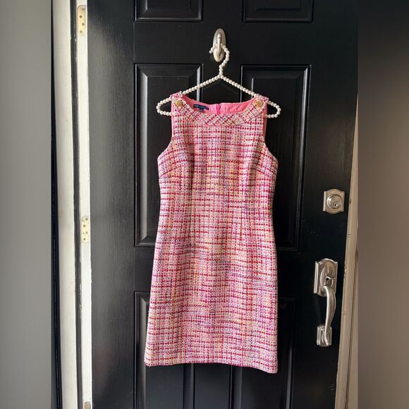 Talbots RSVP Pink Tweed Sheath Dress Size 4P - Picture 3 of 12
